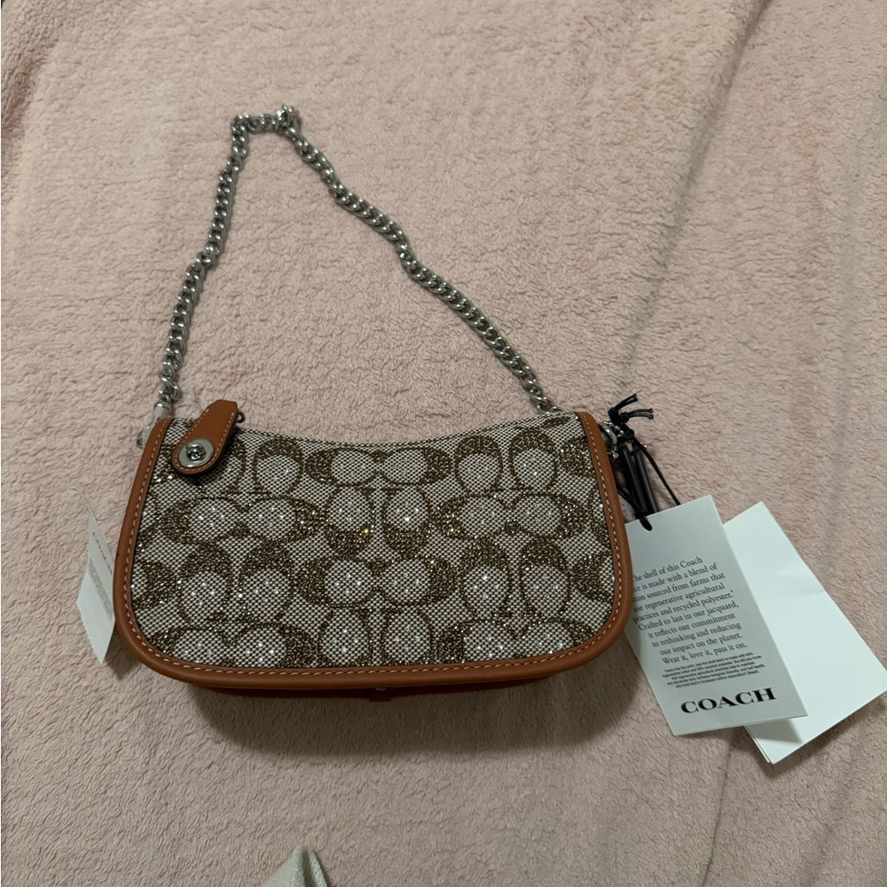 Coach Tan and Cream Shoulder Bag